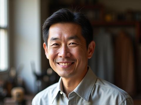 Portrait of James Chen, Master Tailor.