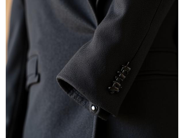 Close-up of a perfectly tailored suit jacket lapel, showcasing fine stitching and fabric quality.
