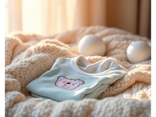 Adorable custom-printed baby items, such as a soft blanket or a babygrow, featuring a baby's name, birth date, or cute animal design, set in a gentle, warm nursery background.