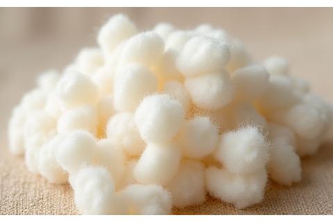 Close-up of soft, unprocessed organic cotton fibres