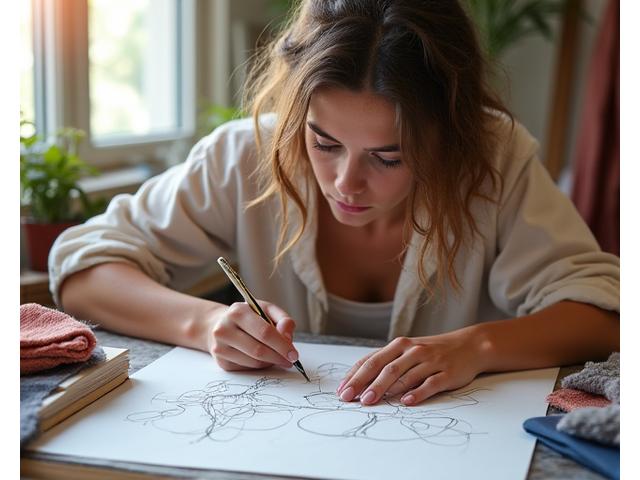 Emerging artist sketching designs for a fashion collaboration