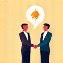 Icon representing creative discovery and handshake