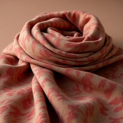 Luxurious wool and cashmere blend scarf featuring a contemporary interpretation of a heritage pattern in muted, rich tones