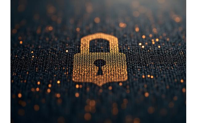 Stylized padlock icon integrated into a secure network, illustrating robust digital security and data protection.